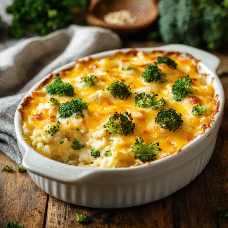 Cheesy Broccoli Chicken Rice Casserole (under 30-Mins)