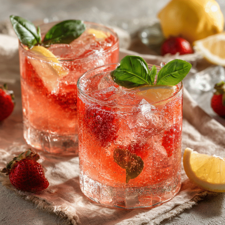 Sparkling Strawberry Basil Lemonade Cocktail
