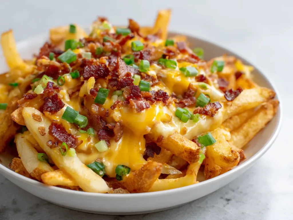 loaded fries with bacon and cheese