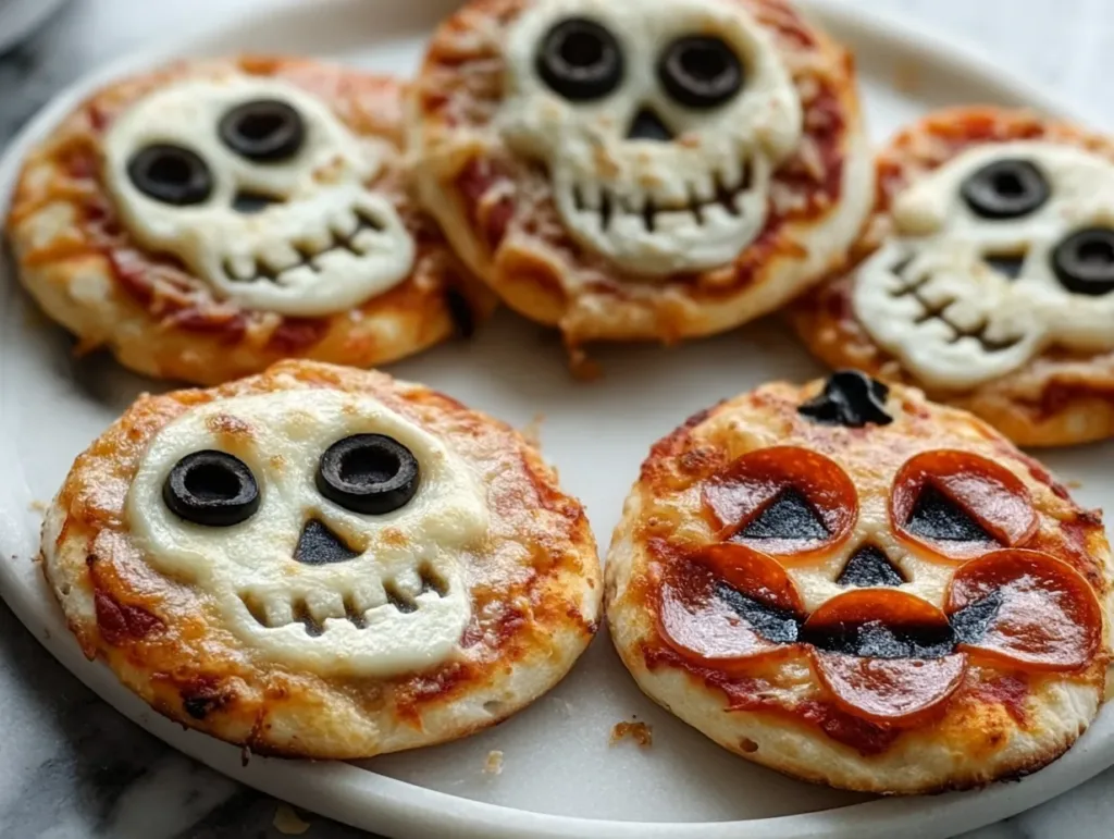baking mini Halloween pizzas