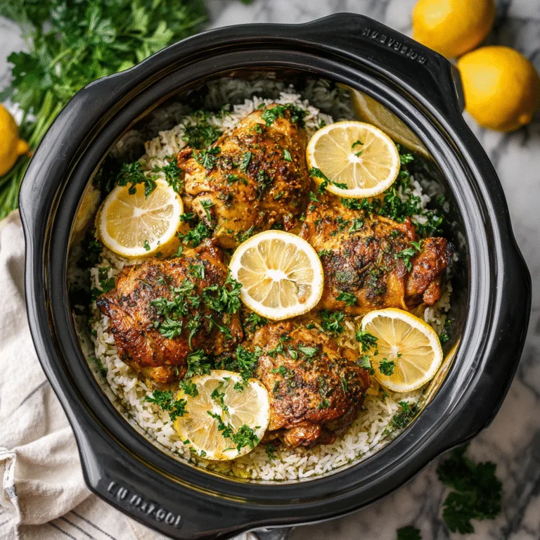 Slow Cooker Lemon Herb Chicken and Rice