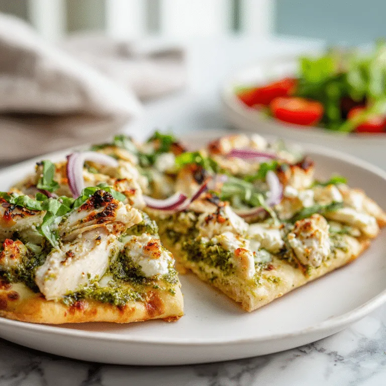 Irresistible Pesto Chicken Flatbread: Mediterranean Magic at Home