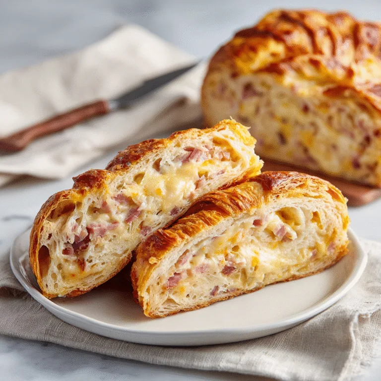 Ham and Cheese Sourdough Croissant Loaf – Buttery, Flaky, and Irresistibly Savory