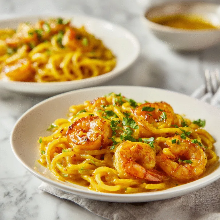 Yellow Curry Shrimp Pasta – A Flavorful Fusion of Thai Spice and Italian Comfort
