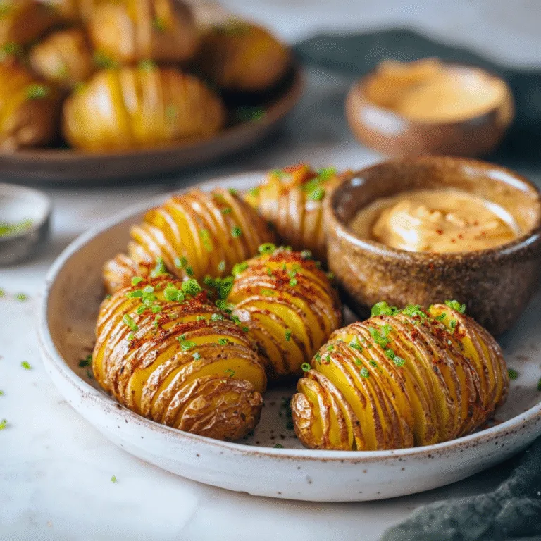 Oven-Baked Mini Hasselback Potatoes with Vegan Cajun Mayo – The Ultimate Crispy Potato Snack