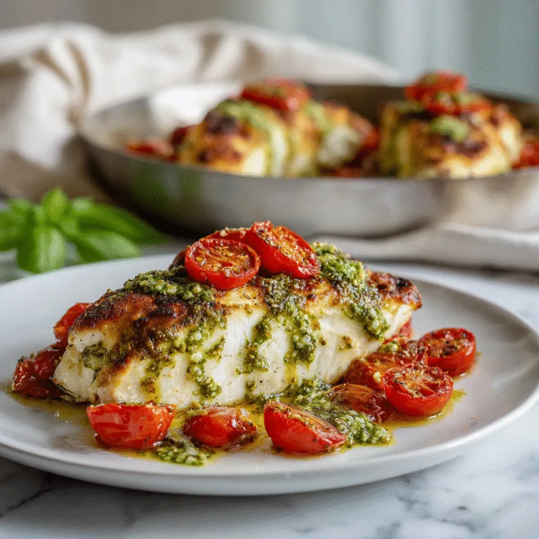 Basil Pesto Tomato Mozzarella Chicken Bake: A Flavor-Packed Italian-Inspired Dinner