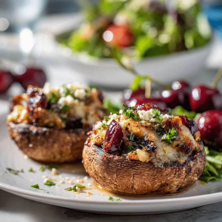 🍒 Cherry-Vibe Stuffed Portobello Mushrooms – A Gourmet Vegetarian Delight
