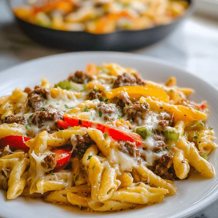 Budget-Friendly Philly Cheesesteak Pasta: A Creamy Twist on a Classic Sandwich