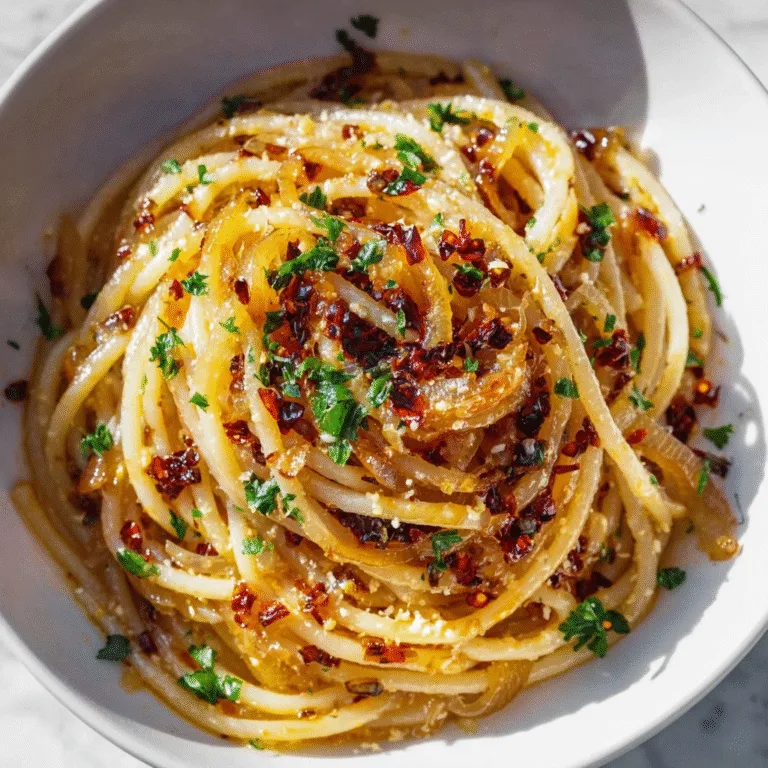Caramelized Onion Pasta with Chili Oil – Sweet, Spicy & Utterly Irresistible