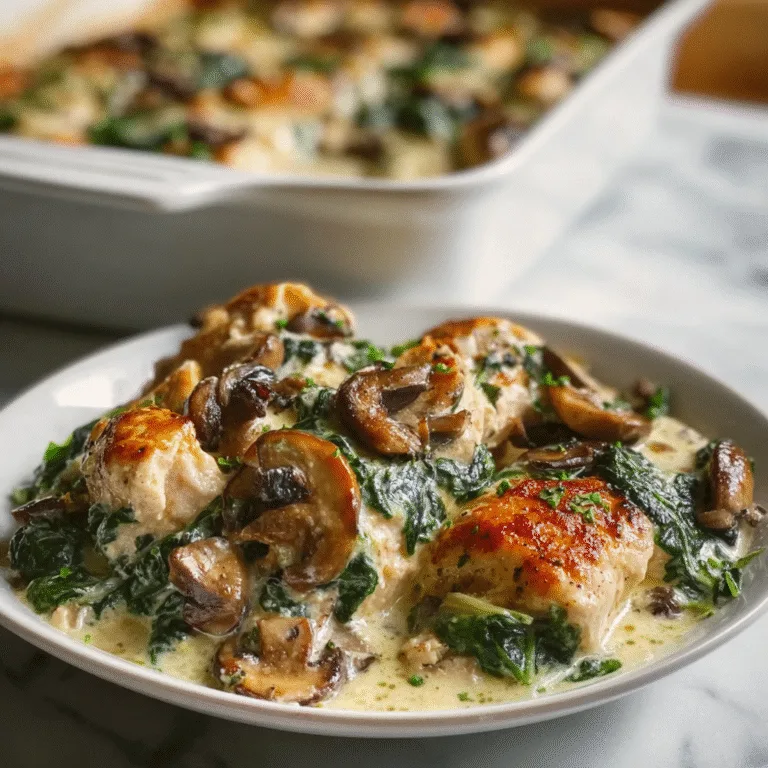 Chicken Spinach and Mushroom Low Carb Oven Dish – Creamy, Cheesy, and Absolutely Delicious