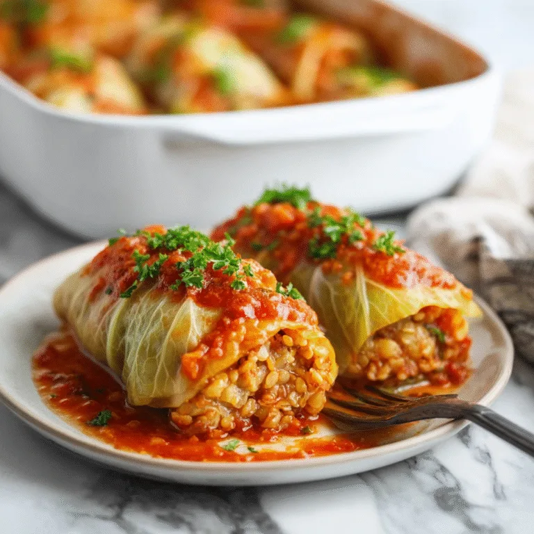 Lentil and Rice Stuffed Cabbage Rolls — A Hearty, Plant-Based Twist on a Classic