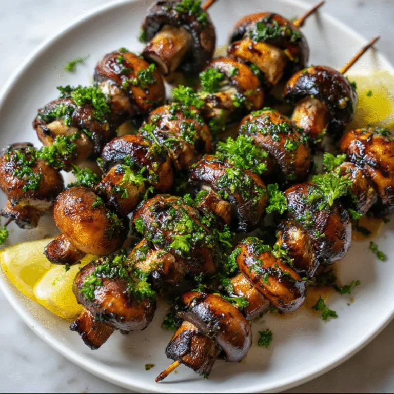 Marinated Grilled Mushroom Skewers – Juicy, Smoky, and Full of Flavor