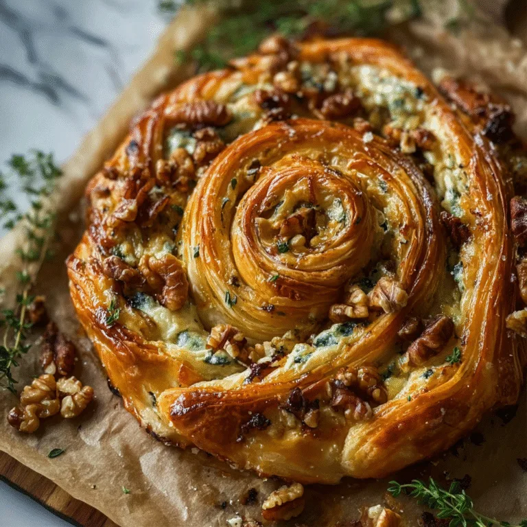 Blue Cheese, Walnut & Thyme Pull-Apart Puff Pastry Twirl – A Sophisticated Savory Showstopper