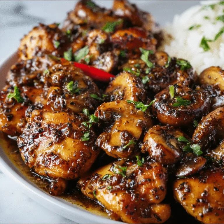 Black Pepper Chicken with Mushrooms – A Bold, Savory Skillet Dinner