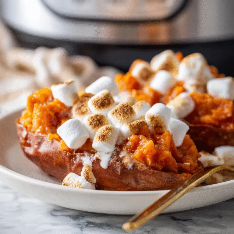 Crockpot Sweet Potatoes with Marshmallows — The Easiest, Creamiest Holiday Side Dish