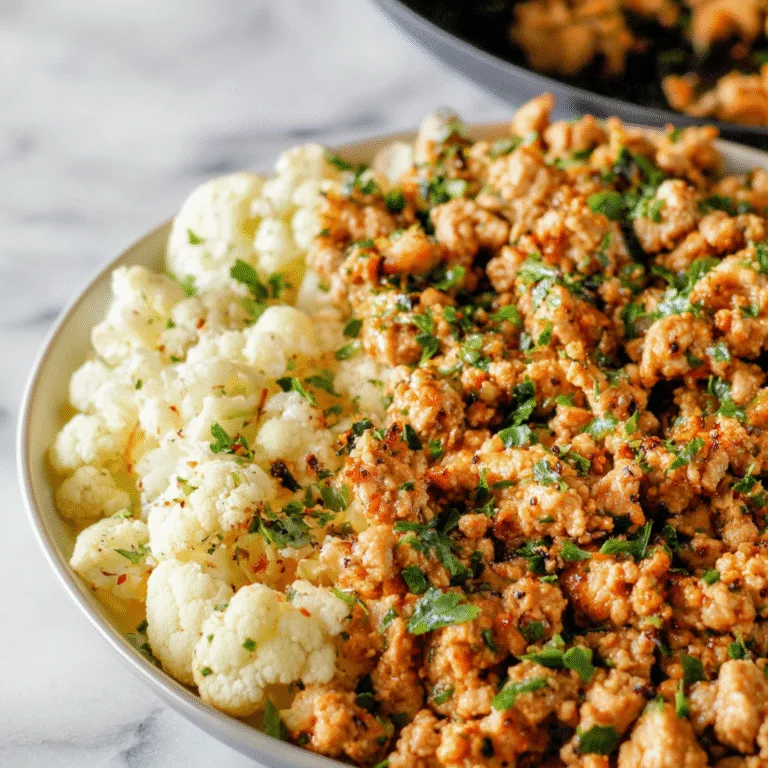 Garlic Butter Ground Turkey with Cauliflower – A Flavorful, Low-Carb Skillet Dinner in Under 30 Minutes