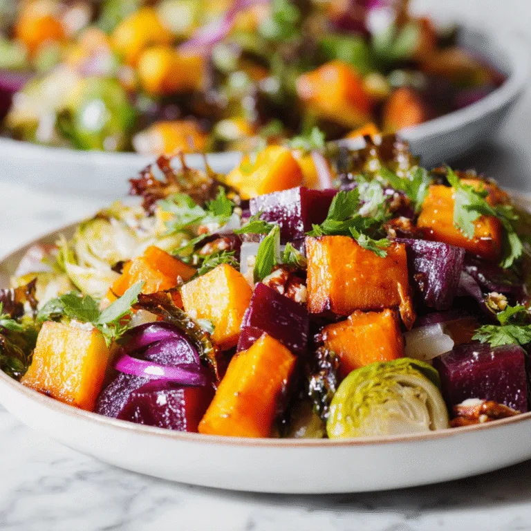 Winter Vegetable Salad with Butternut Squash, Brussels Sprouts & Beet — A Cozy, Colorful, Nourishing Bowl