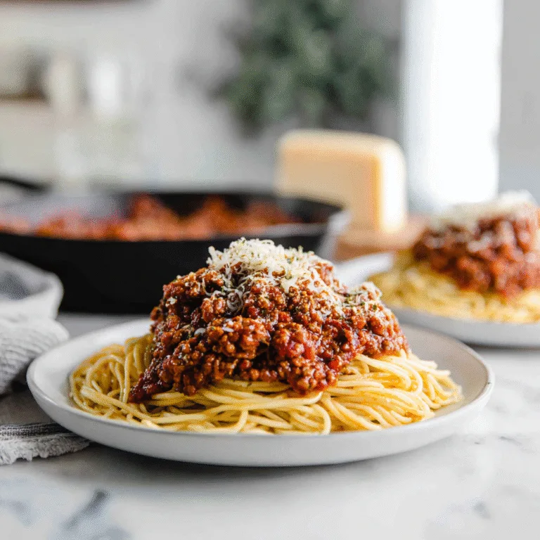 Crispy Eggplant Parmesan Spaghetti with Hearty Meat Sauce