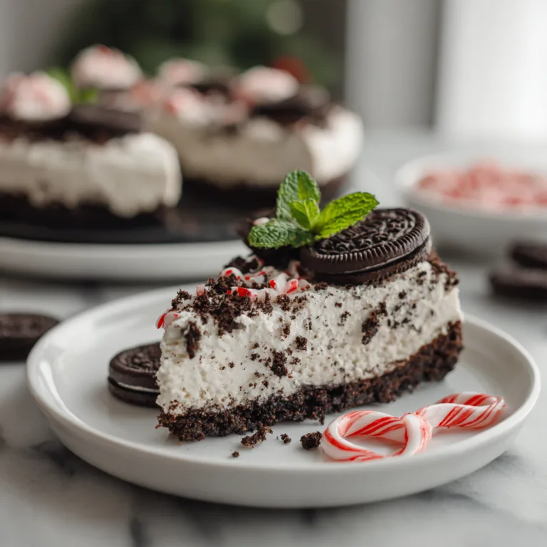 No Bake Peppermint Oreo Cheesecake