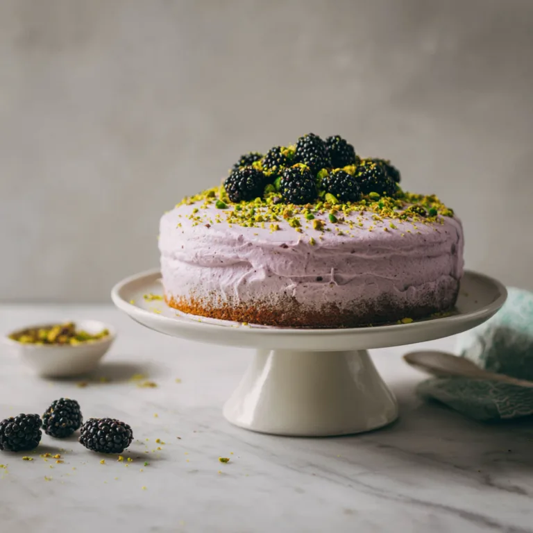 Rustic Pistachio Cake with Blackberry Frosting: A Celebration of Color, Texture, and Flavor
