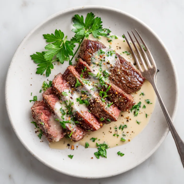 Juicy Steak with Creamy Garlic Sauce – A Restaurant-Quality Dinner Made at Home