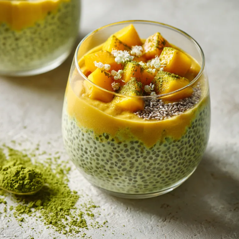 Vegan Mango Matcha Chia Pudding Easy Breakfast Bowl