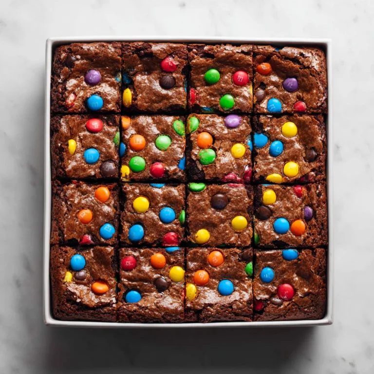 Fudgy M&M Brownies with Easy Homemade Chocolate Batter
