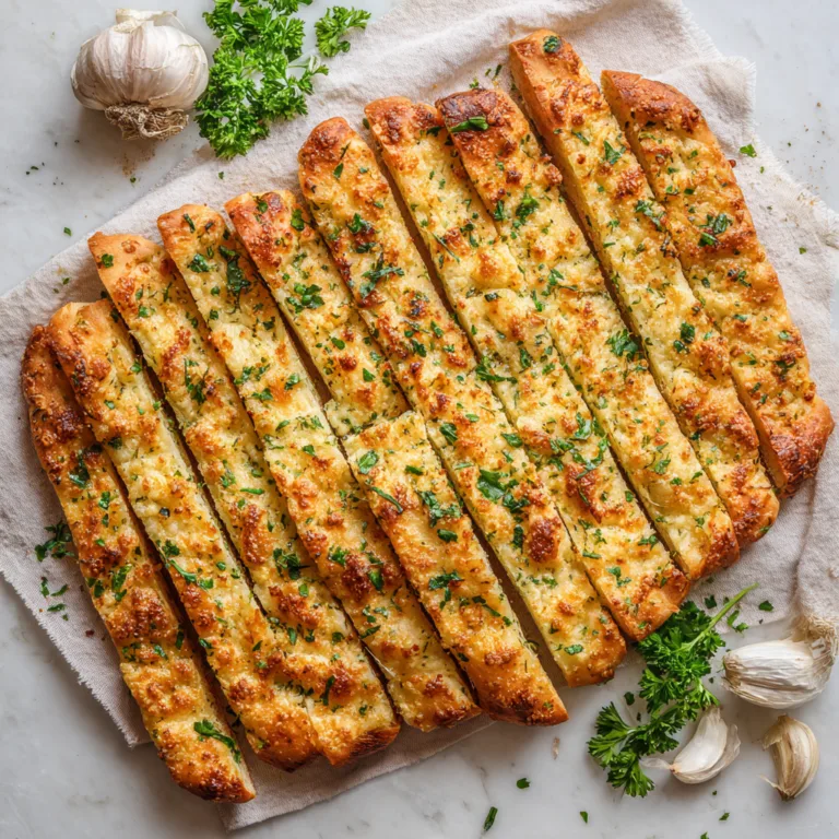 Keto Cheesy Garlic Breadsticks: Golden, buttery low-carb breadsticks with melty cheese and bold garlic flavor