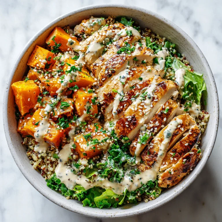 Healthy Chicken & Sweet Potato Quinoa Bowl with Tahini Dressing: A Nourishing, Flavor-Packed Power Bowl