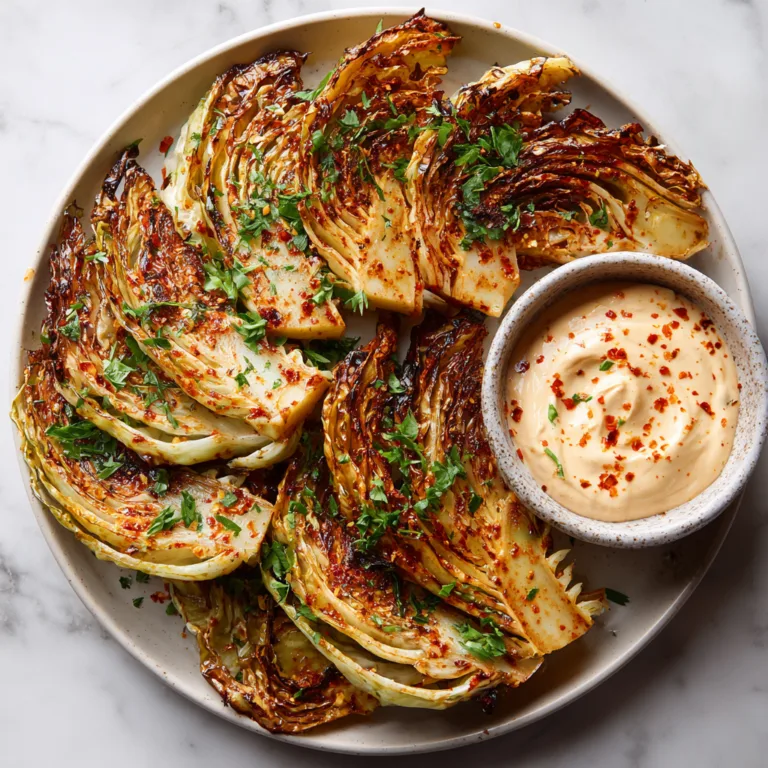 Recipe Name: Crispy Roasted Cabbage Wedges with Spicy Dip – crunchy edges, tender center perfection