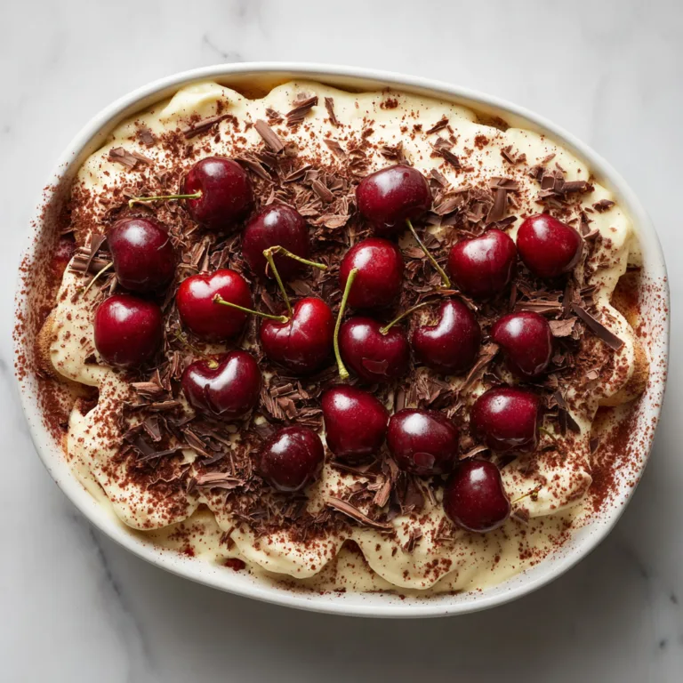 Cherry Tiramisu Delight: A Luscious No-Bake Dessert with Fruity Elegance