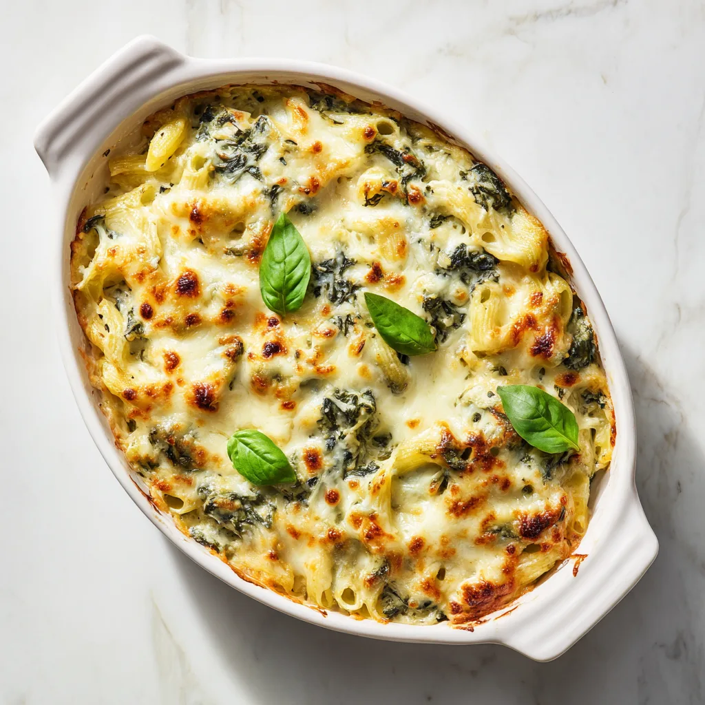 Recipe Name: Creamy Spinach Pasta Bake — Ultra-Cheesy Comfort in Every Bite
