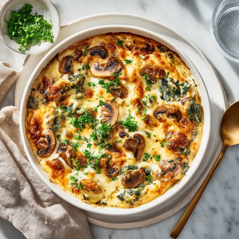 Creamy Chicken Spinach and Mushroom Bake: A Comforting One-Pan Dinner Packed with Flavor