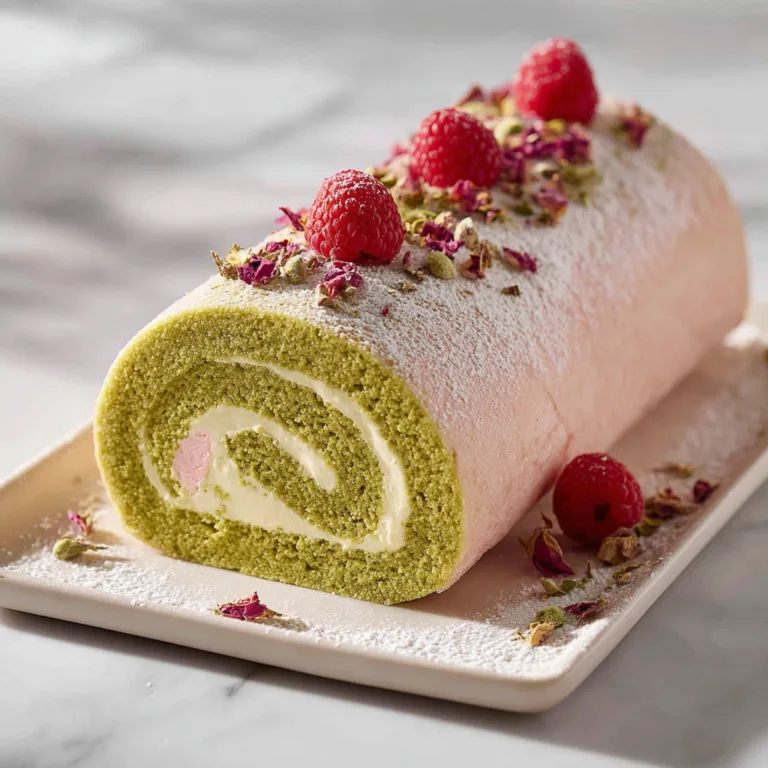 Pink Rose & Matcha Swiss Roll: A Delicate Floral Tea-Time Masterpiece