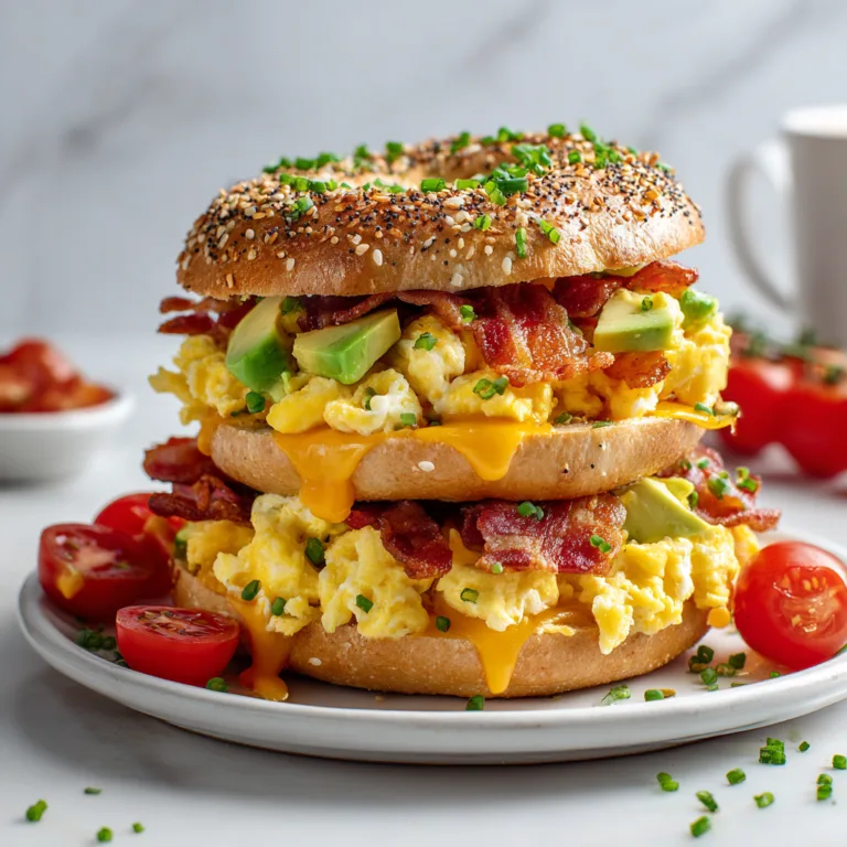 Loaded Breakfast Bagel Sandwich: The Ultimate Hearty Breakfast Stack