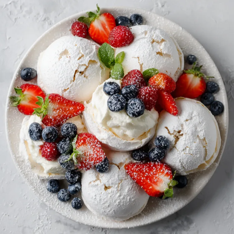 Pavlova Bombs: Light, Crispy Meringue Bites Filled with Cream and Fresh Berries