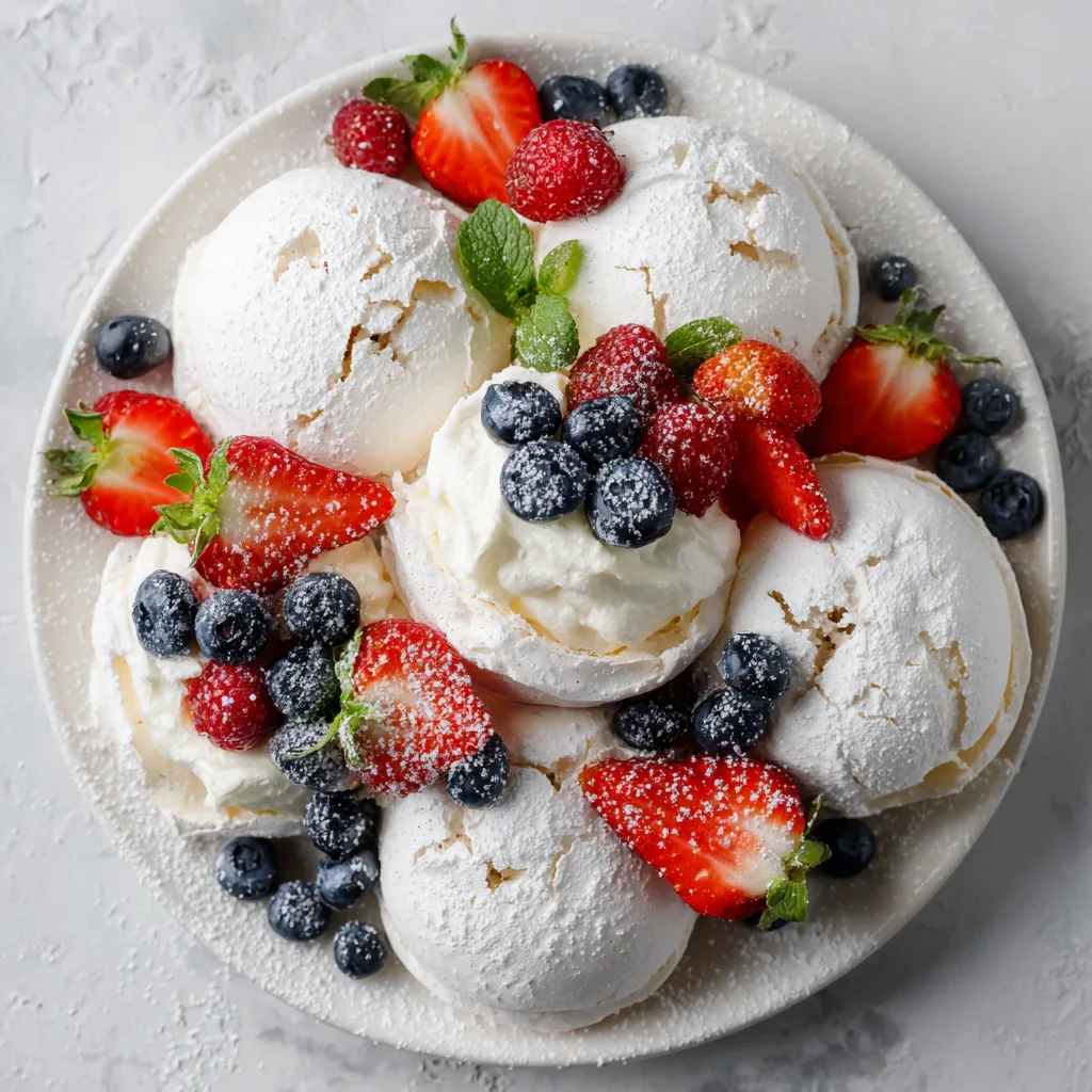 Pavlova Bombs: Light, Crispy Meringue Bites Filled with Cream and Fresh Berries