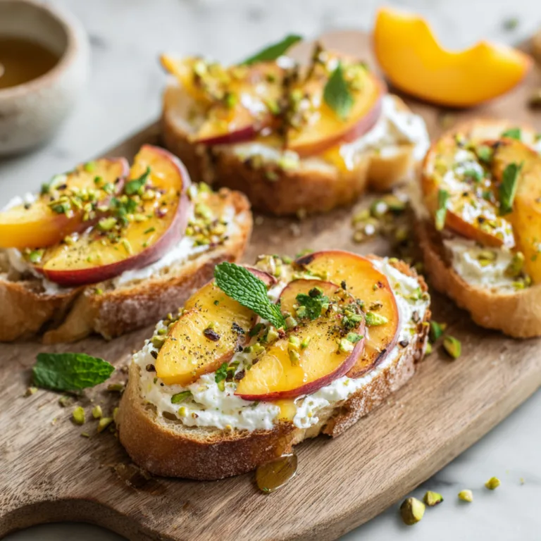 Fresh Peach & Honey Ricotta Bruschetta: A Sweet Summer Bite Bursting with Flavor