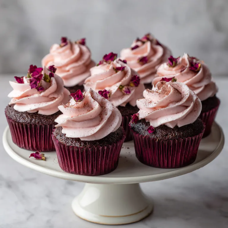 Elegant Deep Red Rose Chocolate Cupcakes: Romantic Bakery-Style Cupcakes with Floral Buttercream