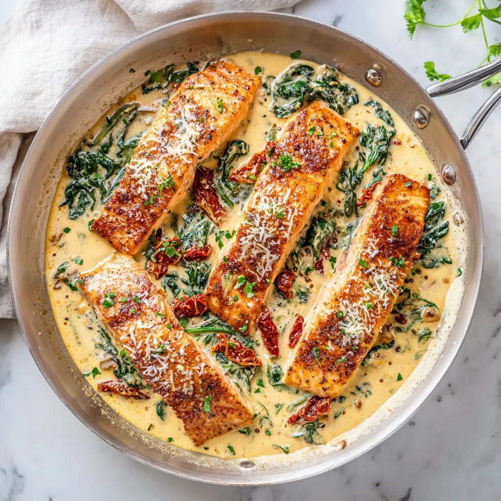 Creamy Tuscan Skillet Salmon: Rich, Restaurant-Style Flavor in One Pan