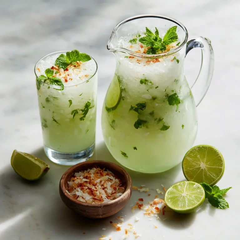 Frozen Coconut Mint Limeade: Creamy Tropical Lime Slush with Fresh Mint