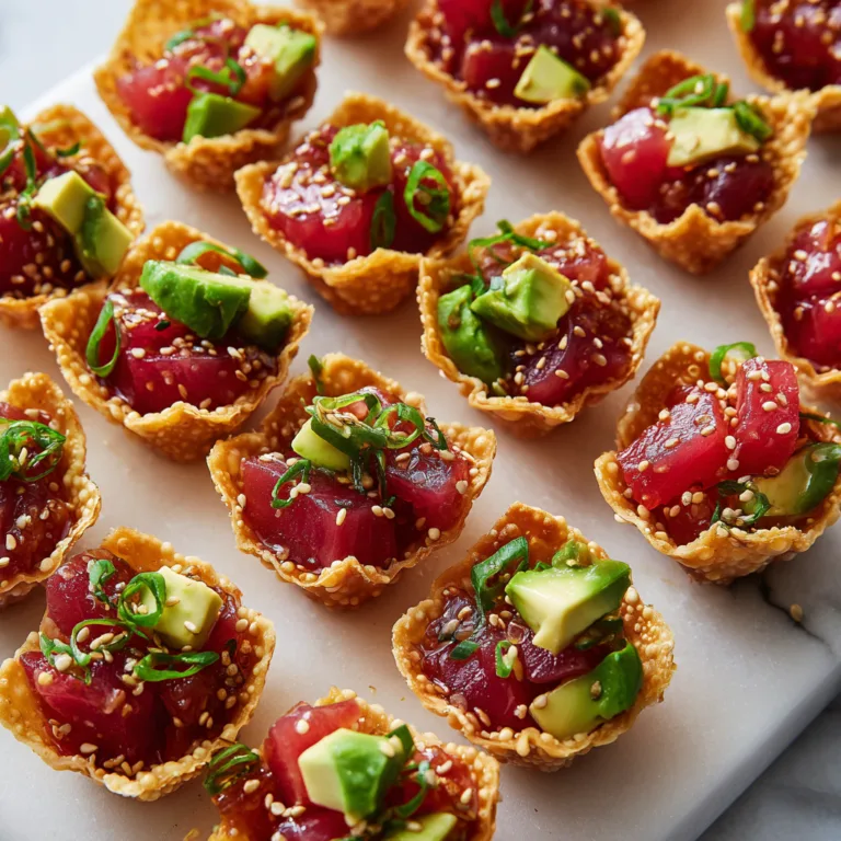 Elegant Ahi Tuna Poke Wonton Cups Appetizer: A Stunning Bite-Sized Seafood Delight