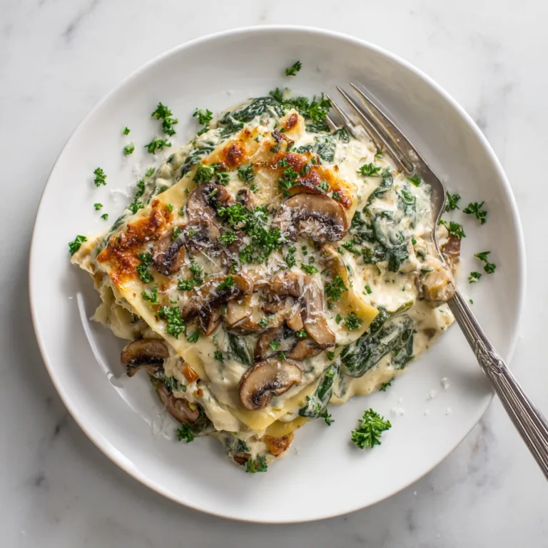 Creamy Mushroom Spinach White Lasagna: Rich, Comforting Vegetarian Layers