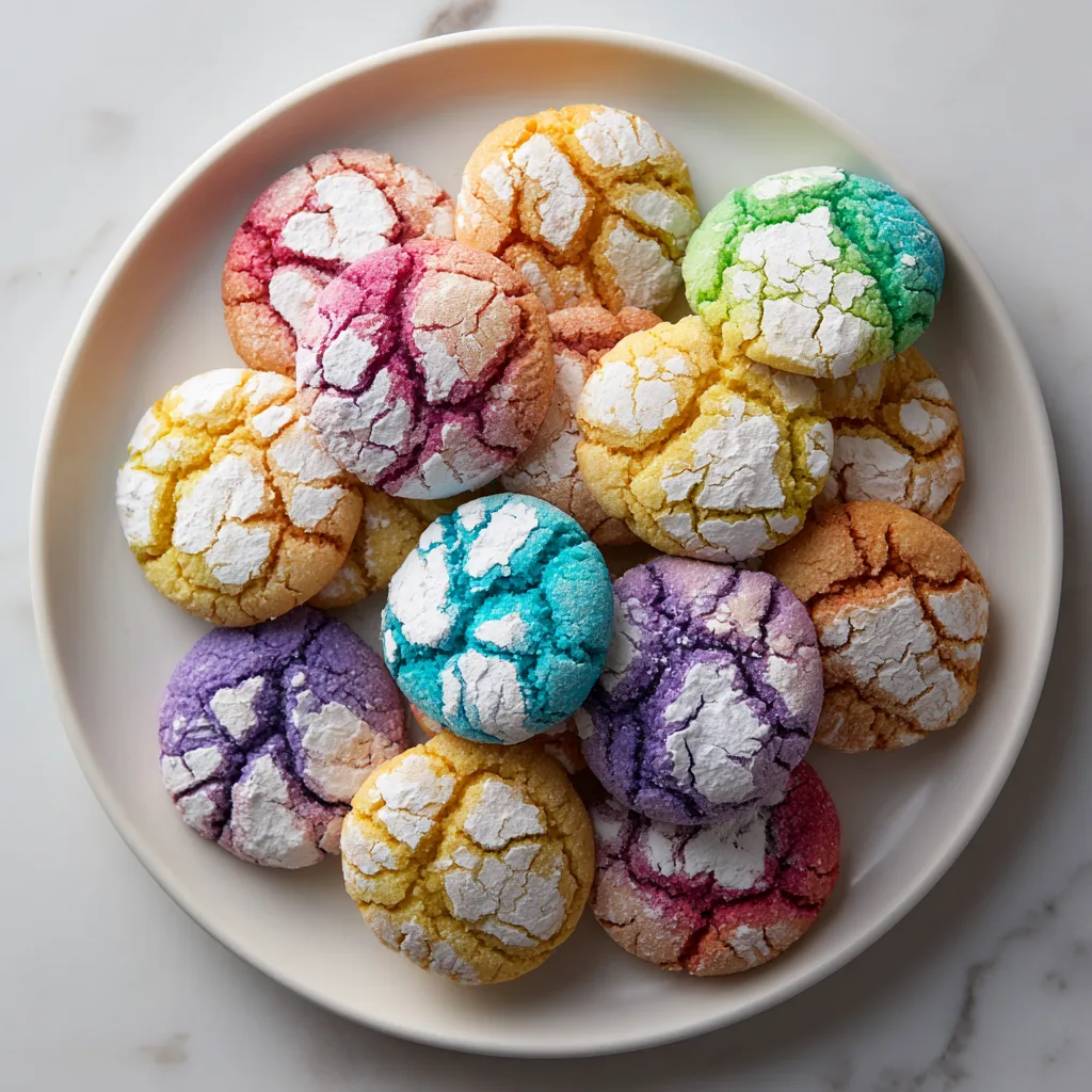 Rainbow Crinkle Cookies: Soft, Colorful Treats with a Crackled Sugar Finish