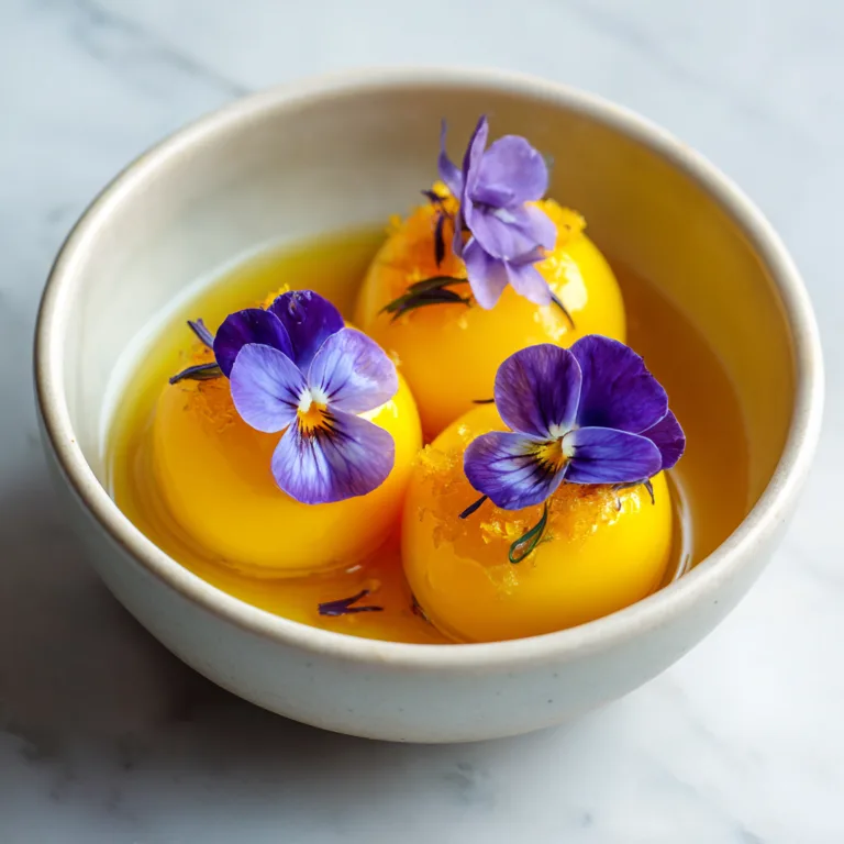 Gourmet Viola Mango-Citrus Spheres: Elegant Burst-of-Flavor Dessert