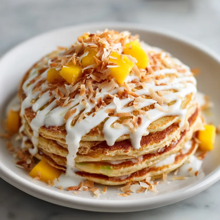 Fluffy Tropical Coconut Cream Pancakes – A Breakfast Escape in Every Bite