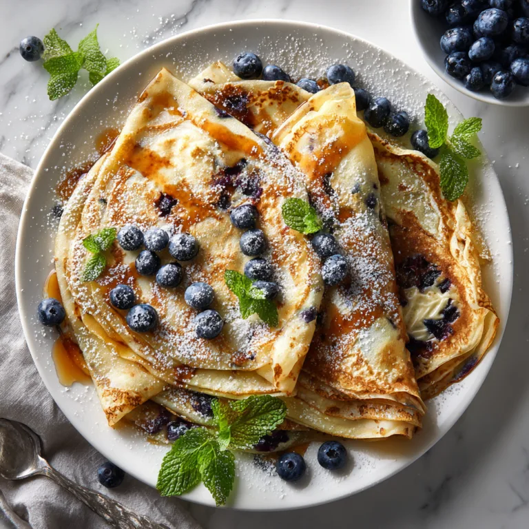 Folded Blueberry Pancakes: Fluffy Layers of Sweet Morning Bliss