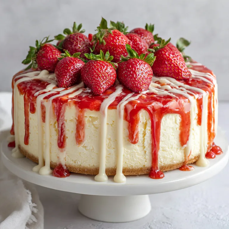 Gourmet White Chocolate Strawberry Drip Cheesecake: A Luxurious Dessert Showstopper