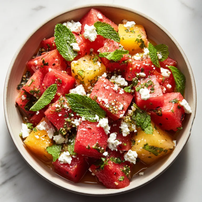 Vibrant Red and Yellow Watermelon Feta Salad: A Refreshing Summer Burst of Sweet and Salty Flavor