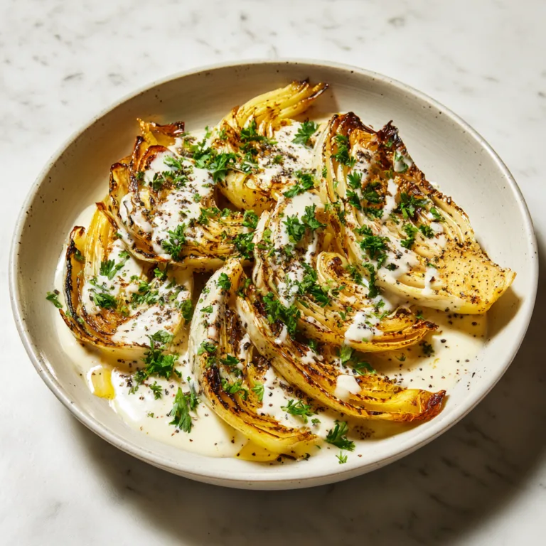 Charred Cabbage Wedges with Creamy Garlic Sauce: Smoky, Crispy, and Irresistibly Creamy Vegetable Magic